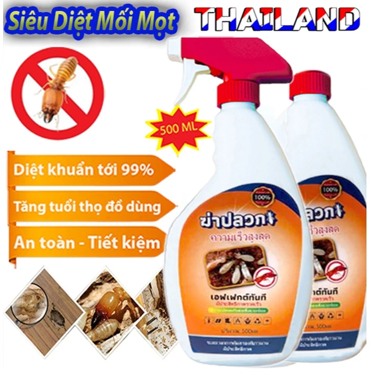 Chai Xịt Diệt Mối Mọt THÁI LAN GECKO 500ml, Diệt Mối Cửa Gỗ, Sàn Gỗ, Tủ Quần Áo, Tủ Bếp, Tường Trần Nhà