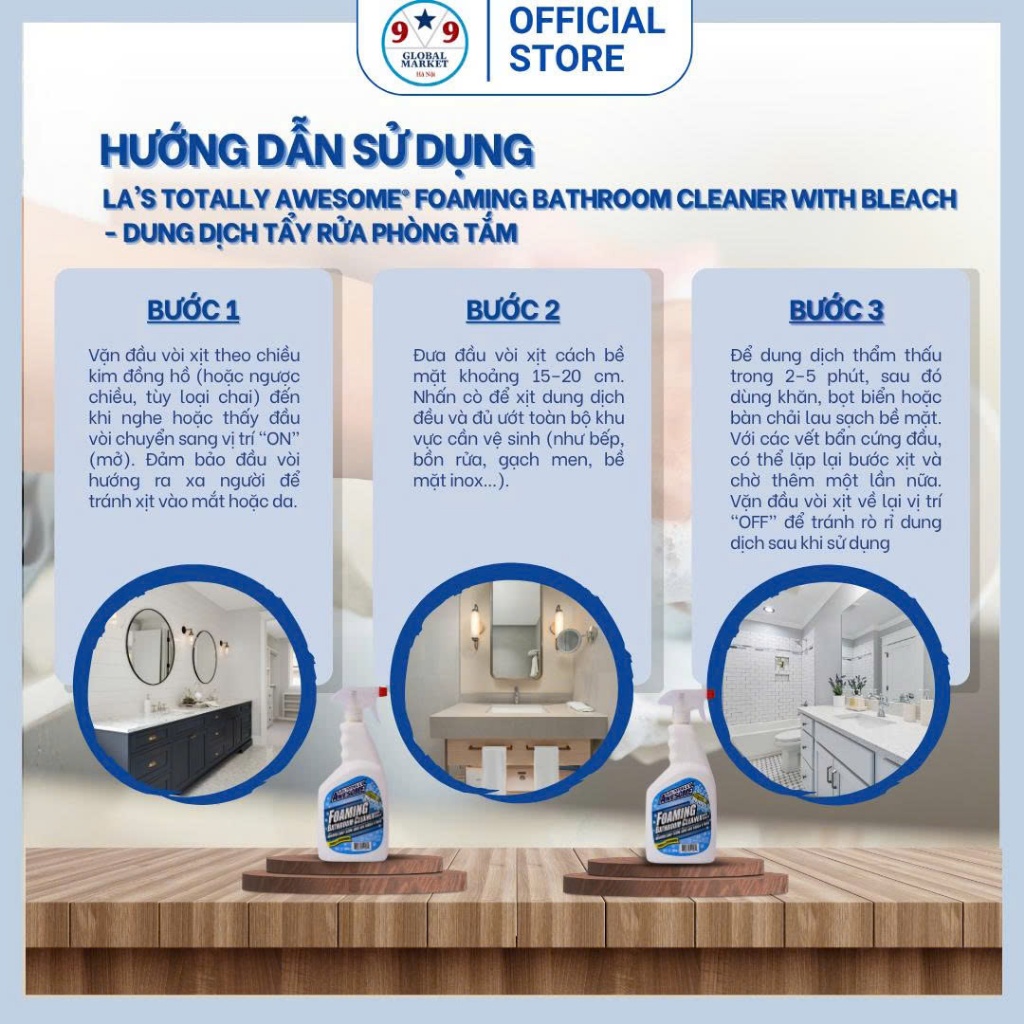 CHẤT TẨY TẠO BỌT - LA's Totally  - Awesome® - Foaming - Bathroom  - Làm sạch bồn vệ sinh...  -946 ml
