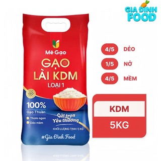 Gạo Lài KDM Loại 1 - Túi 5kg - Thương Hiệu MÊ GẠO - Thơm Nhiều, Dẻo Mềm