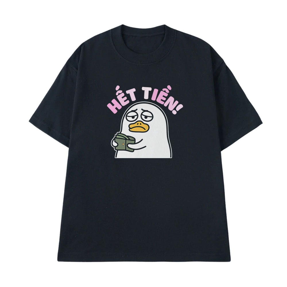Áo Thun In Chữ Hài Hước Hết Tiền Câu Nói Text Văn Phòng Công Sở Form Rộng Cotton 250gsm In Theo Yêu Cầu