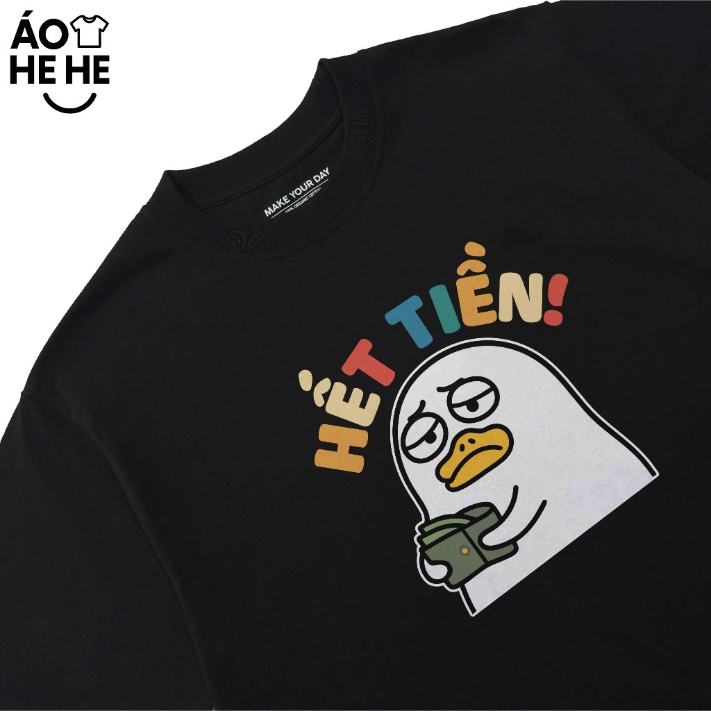 Áo Thun In Chữ Hài Hước Hết Tiền Câu Nói Text Văn Phòng Công Sở Form Rộng Cotton 250gsm In Theo Yêu Cầu