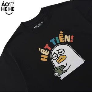 Áo Thun In Chữ Hài Hước Hết Tiền Câu Nói Text Văn Phòng Công Sở Form Rộng Cotton 250gsm In Theo Yêu Cầu