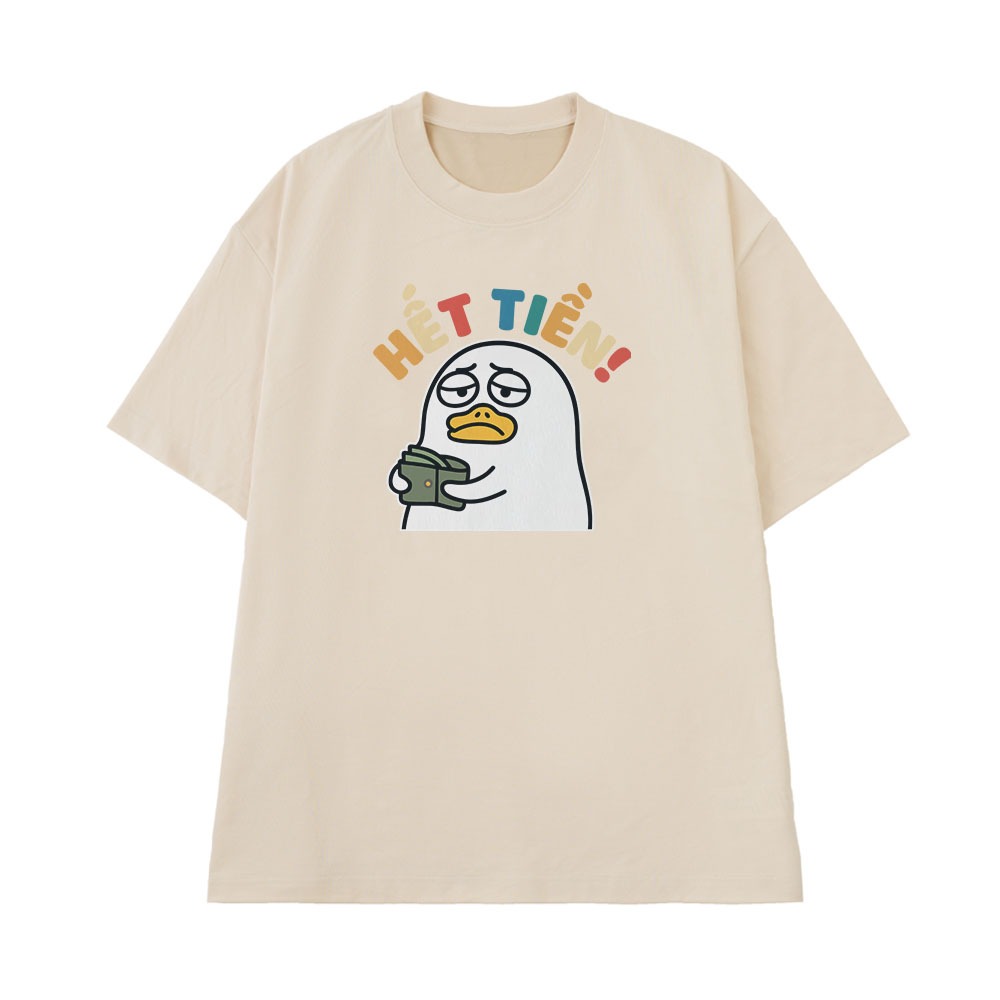 Áo Thun In Chữ Hài Hước Hết Tiền Câu Nói Text Văn Phòng Công Sở Form Rộng Cotton 250gsm In Theo Yêu Cầu