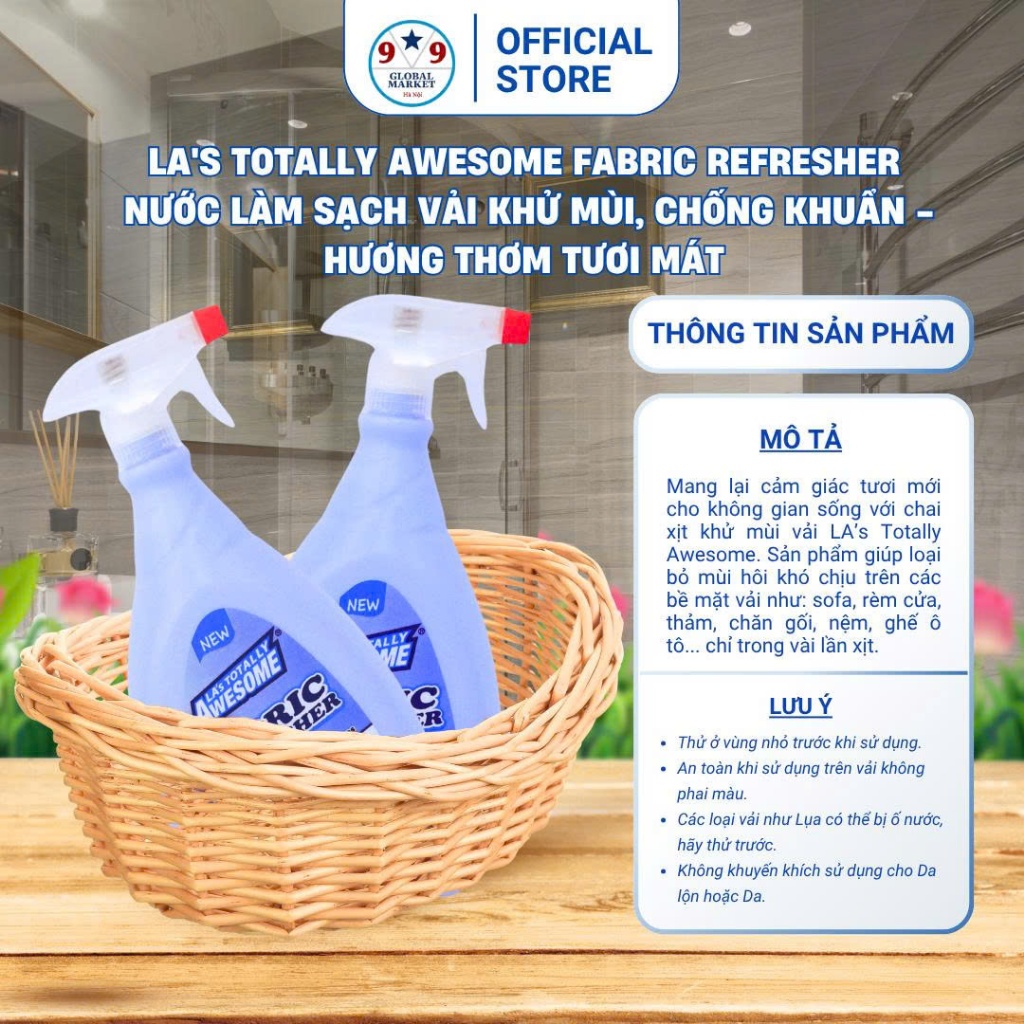 Chất Làm mềm vải - Khử Mùi an toàn - thơm như mới - LA’s Totally Awesome - (976ml)