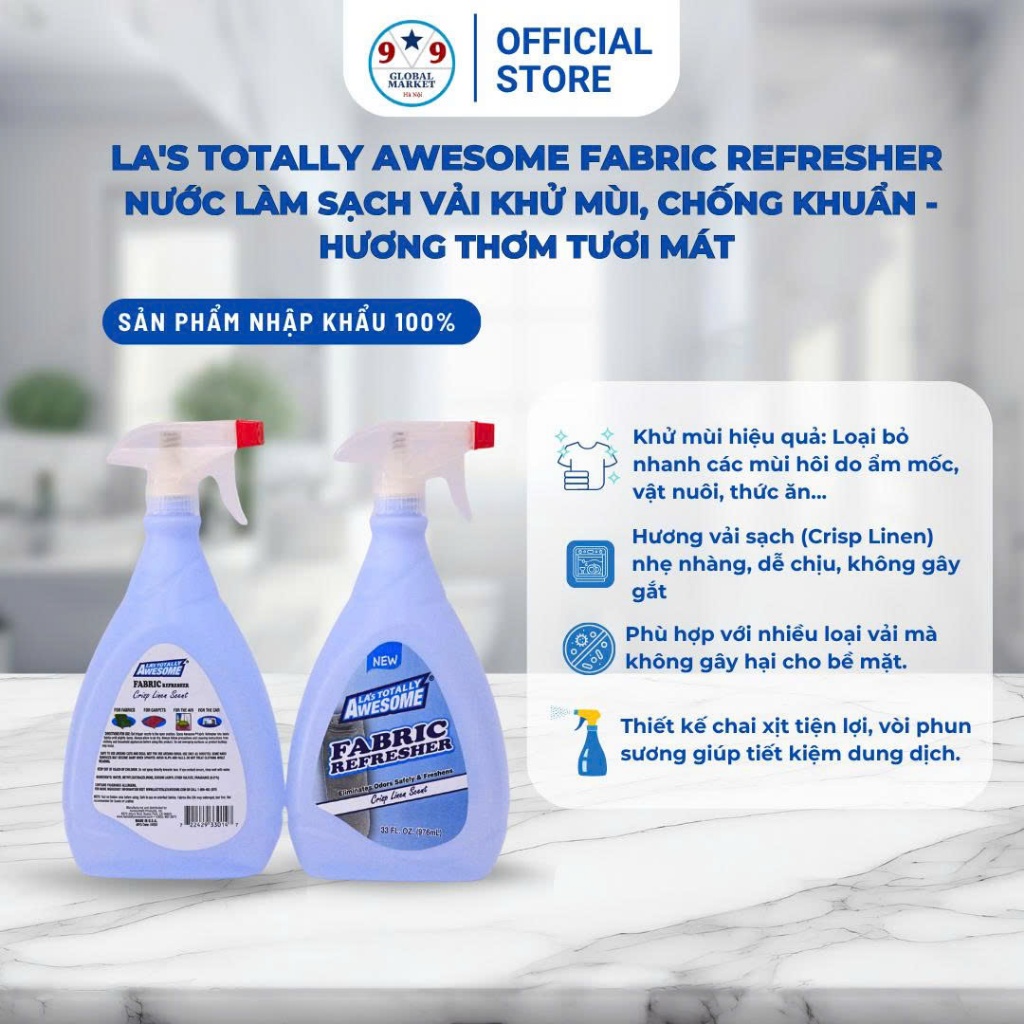 Chất Làm mềm vải - Khử Mùi an toàn - thơm như mới - LA’s Totally Awesome - (976ml)
