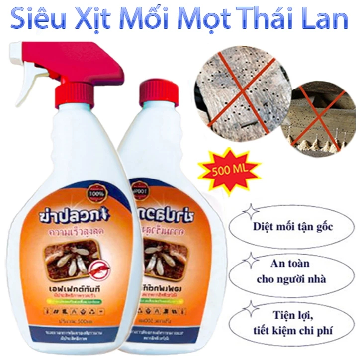 Chai Xịt Diệt Mối Mọt THÁI LAN GECKO 500ml, Diệt Mối Cửa Gỗ, Sàn Gỗ, Tủ Quần Áo, Tủ Bếp, Tường Trần Nhà