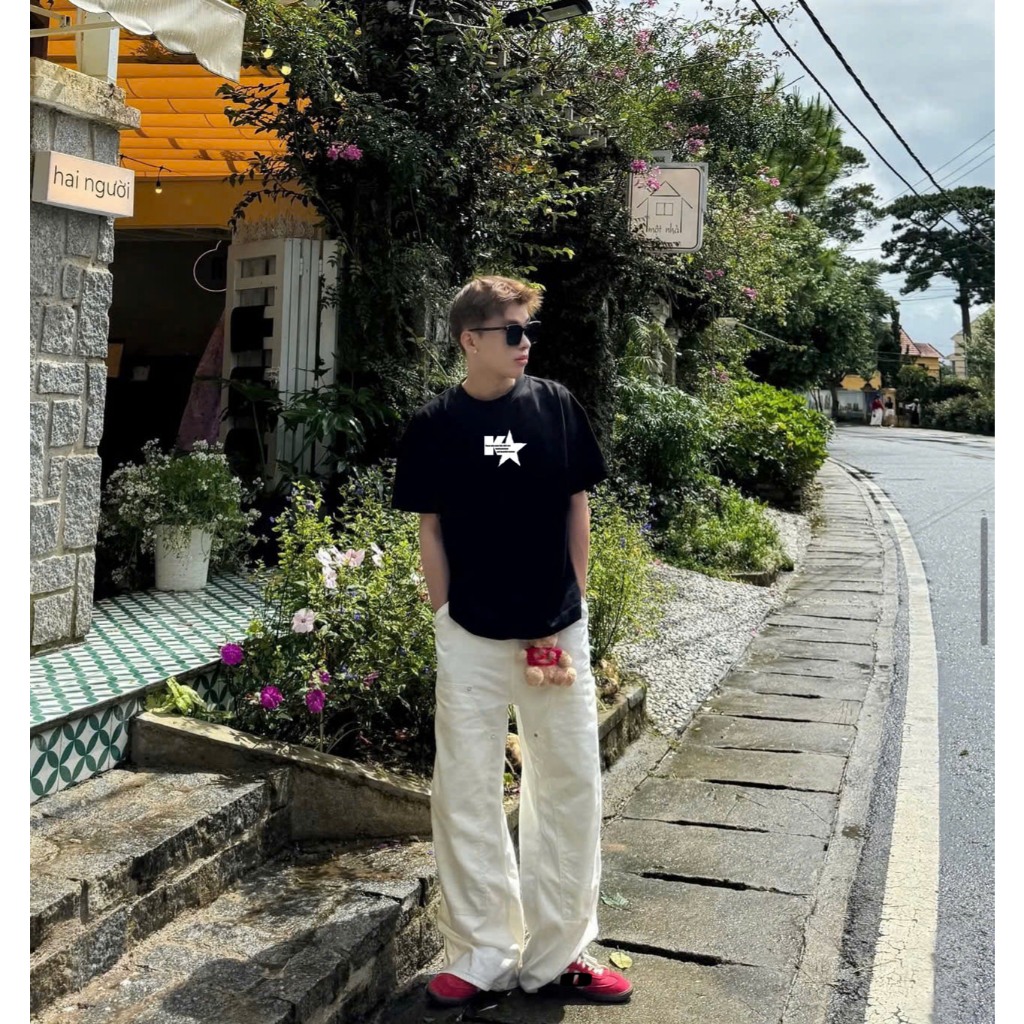 Áo Thun Ngôi Sao In Chữ K Basic Form Oversize Chuẩn Đẹp Chất Cotton 2 Chiều Dễ Phối Đồ Nam Nữ