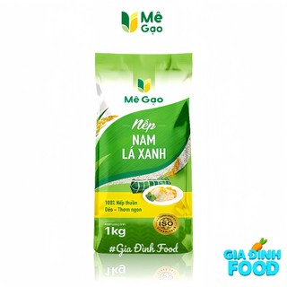 Nếp Nam Lá Xanh Thuần 100% - Túi 1kg - Thương Hiệu MÊ GẠO - Dẻo Mềm Thơm Ngon