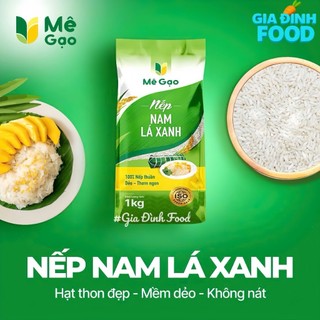 Nếp Nam Lá Xanh Thuần 100% - Túi 1kg - Thương Hiệu MÊ GẠO - Dẻo Mềm Thơm Ngon