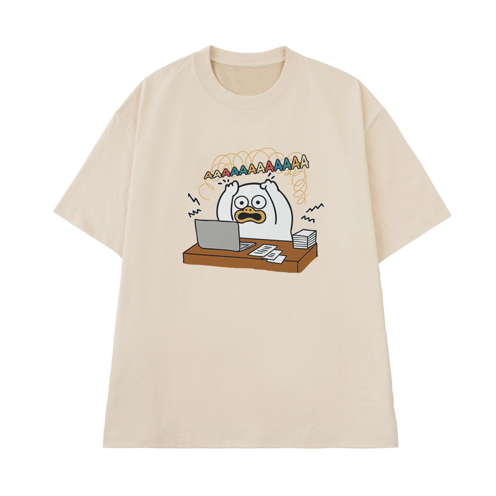 Áo Thun In Chữ Hài Hước  Aaaaaaa Câu Nói Text Văn Phòng Công Sở Form Rộng Cotton 250gsm