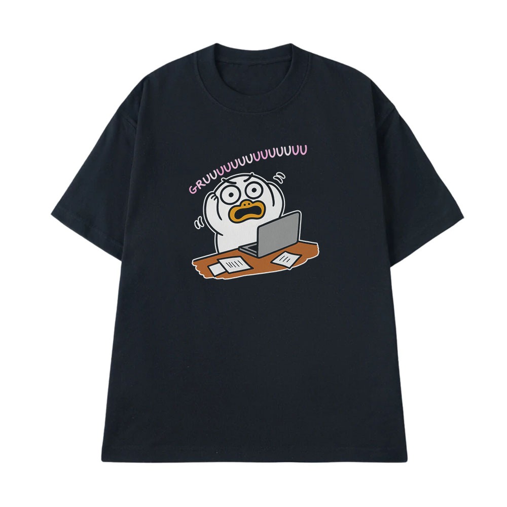 Áo Thun In Chữ Hài Hước Gruuuuu Câu Nói Text Hài Văn Phòng Công Sở Form Rộng Cotton 250gsm