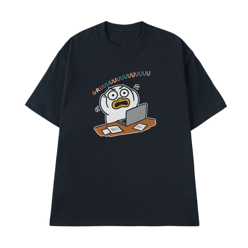 Áo Thun In Chữ Hài Hước Gruuuuu Câu Nói Text Hài Văn Phòng Công Sở Form Rộng Cotton 250gsm