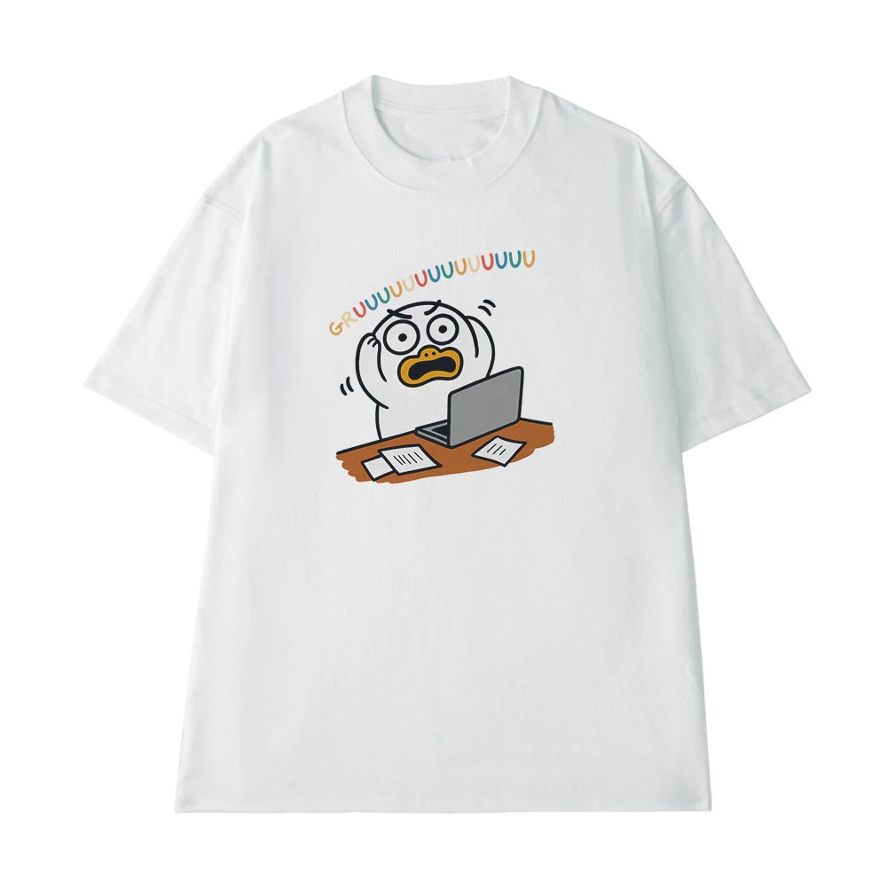 Áo Thun In Chữ Hài Hước Gruuuuu Câu Nói Text Hài Văn Phòng Công Sở Form Rộng Cotton 250gsm