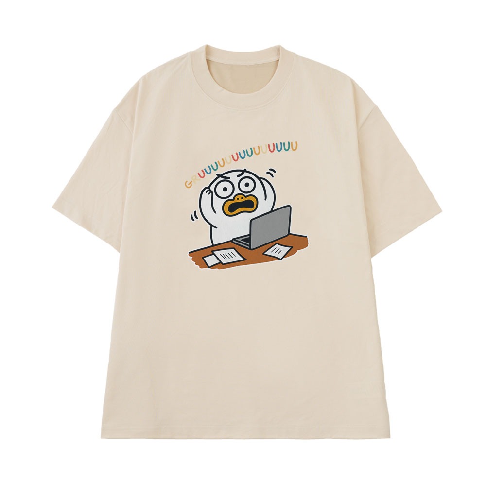 Áo Thun In Chữ Hài Hước Gruuuuu Câu Nói Text Hài Văn Phòng Công Sở Form Rộng Cotton 250gsm