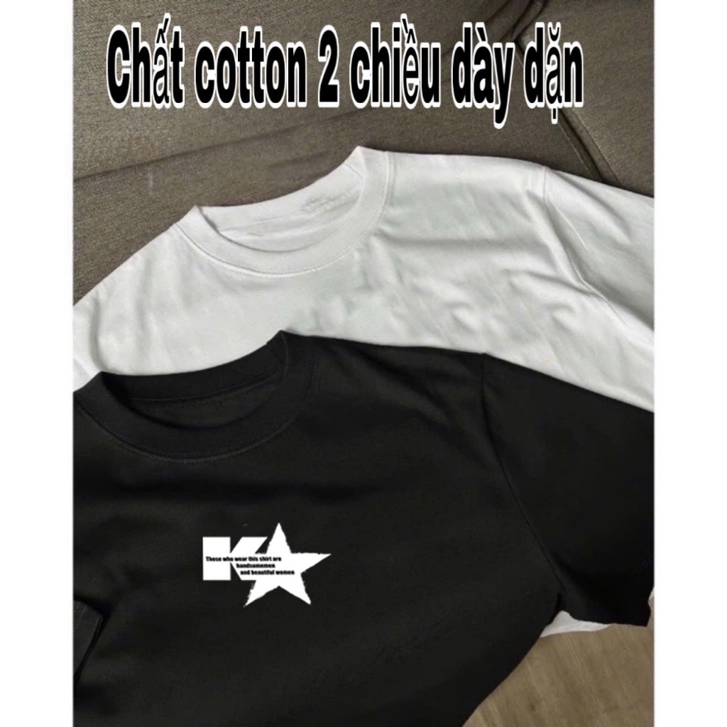 Áo Thun Ngôi Sao In Chữ K Basic Form Oversize Chuẩn Đẹp Chất Cotton 2 Chiều Dễ Phối Đồ Nam Nữ