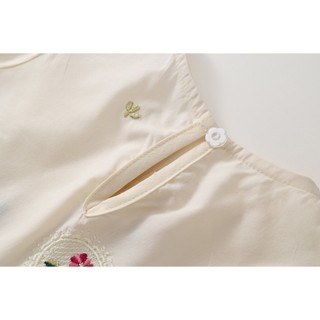 Váy Cho Bé Gái, Váy Babydoll Tay Dài Thêu Hoa Cổ Tròn Điệu Đà Cho Bé Chất Liệu Cotton Mềm Mại