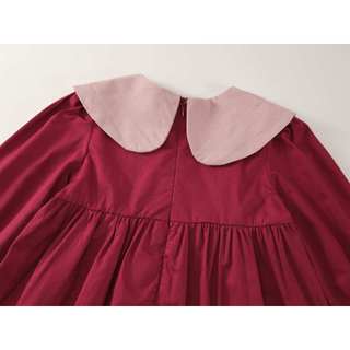 Váy Cho Bé Gái, Váy Suông Dài Tay Cổ Tròn Phối Hồng Cho Bé Họa Tiết Nơ Dễ Thương Chất Liệu Cotton