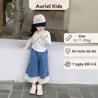 Quần Jean Cho Bé Gái, Quần Jean Đơn Giản Phối Ren Cho Bé Chất Liệu Jean Mềm Mại