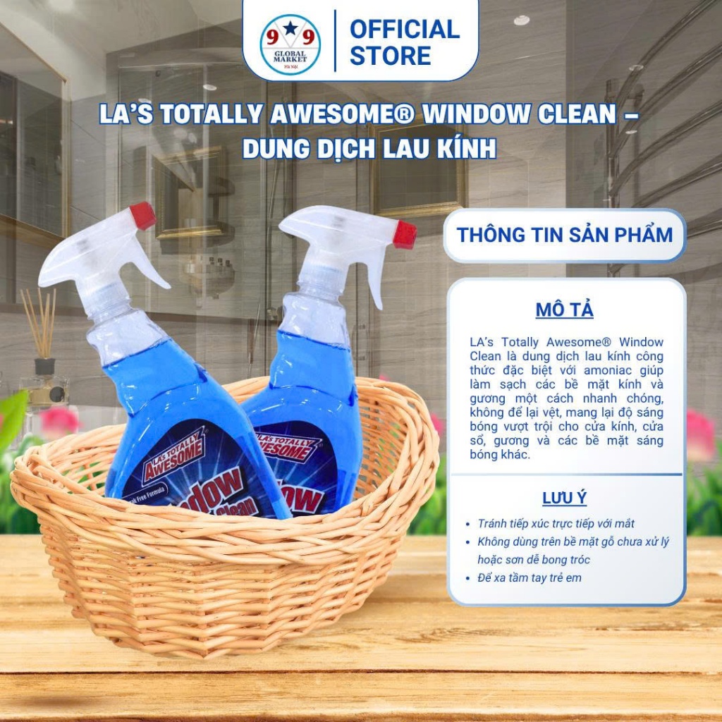 Nước lau kính - LA’s Totally  Awesome®   Window Clean - 946 ml