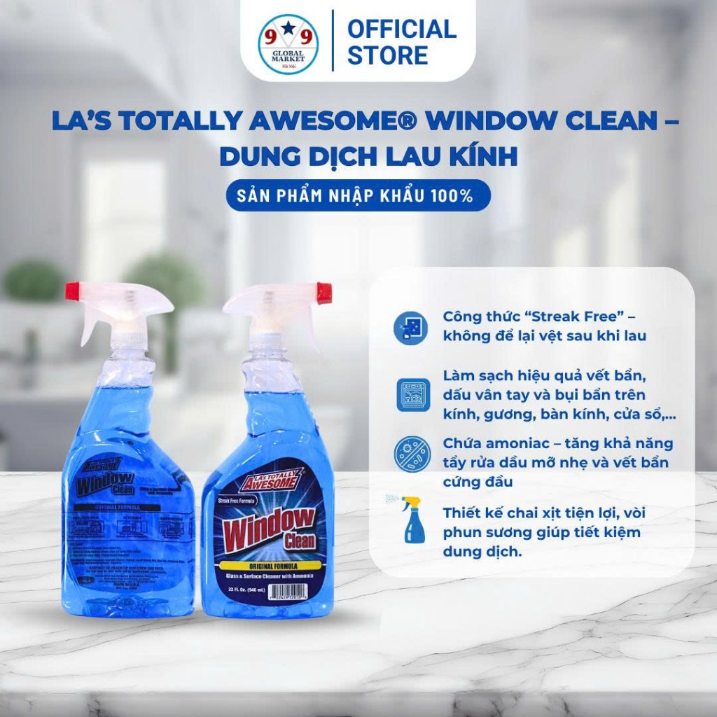 Nước lau kính - LA’s Totally  Awesome®   Window Clean - 946 ml