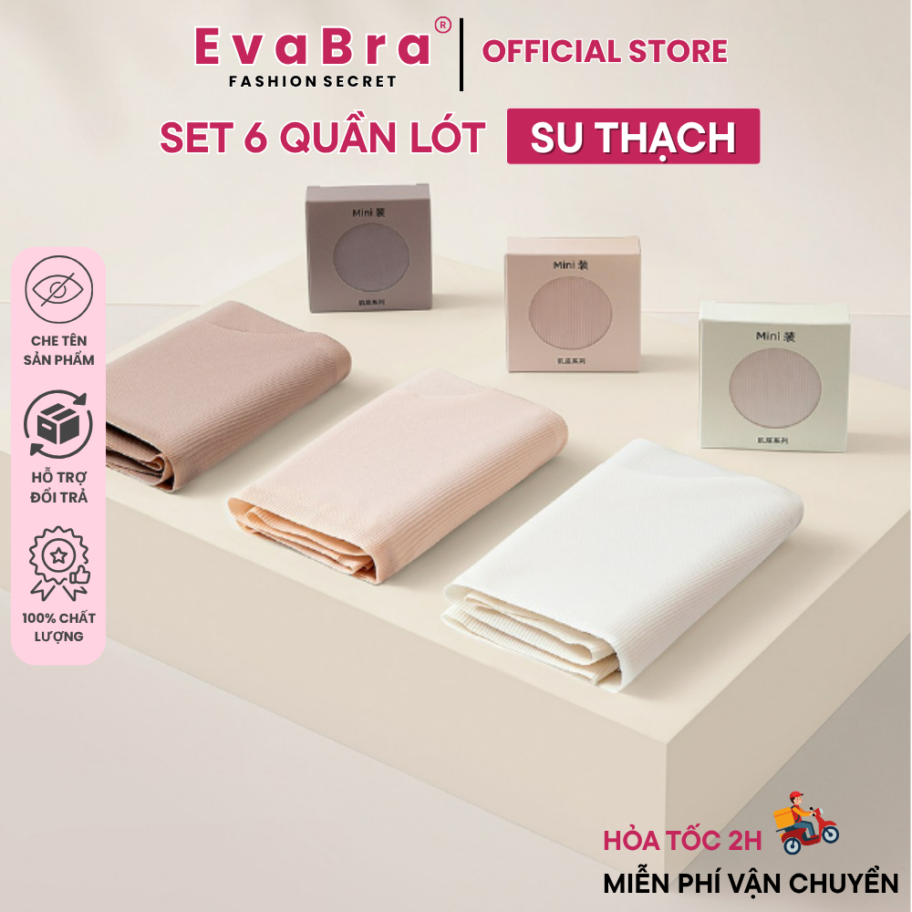 Combo 6 Quần Lót Nữ Su Thạch Băng Lụa Kháng Khuẩn Siêu Tàng Hình Eva Nipples Q6135