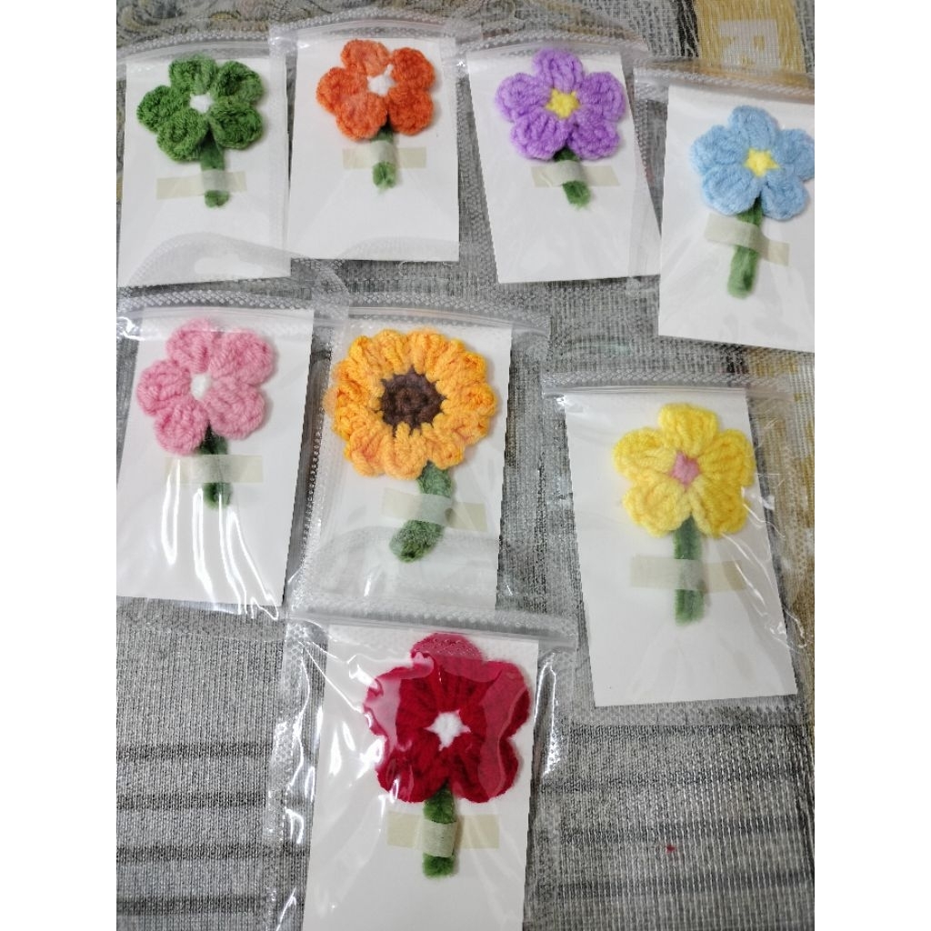 Thiệp Gắn Hoa Len, Thẻ Hoa Quà Tặng ( Thẻ Gắn Hoa Len , Cỏ 4 Lá , Cờ Đỏ /