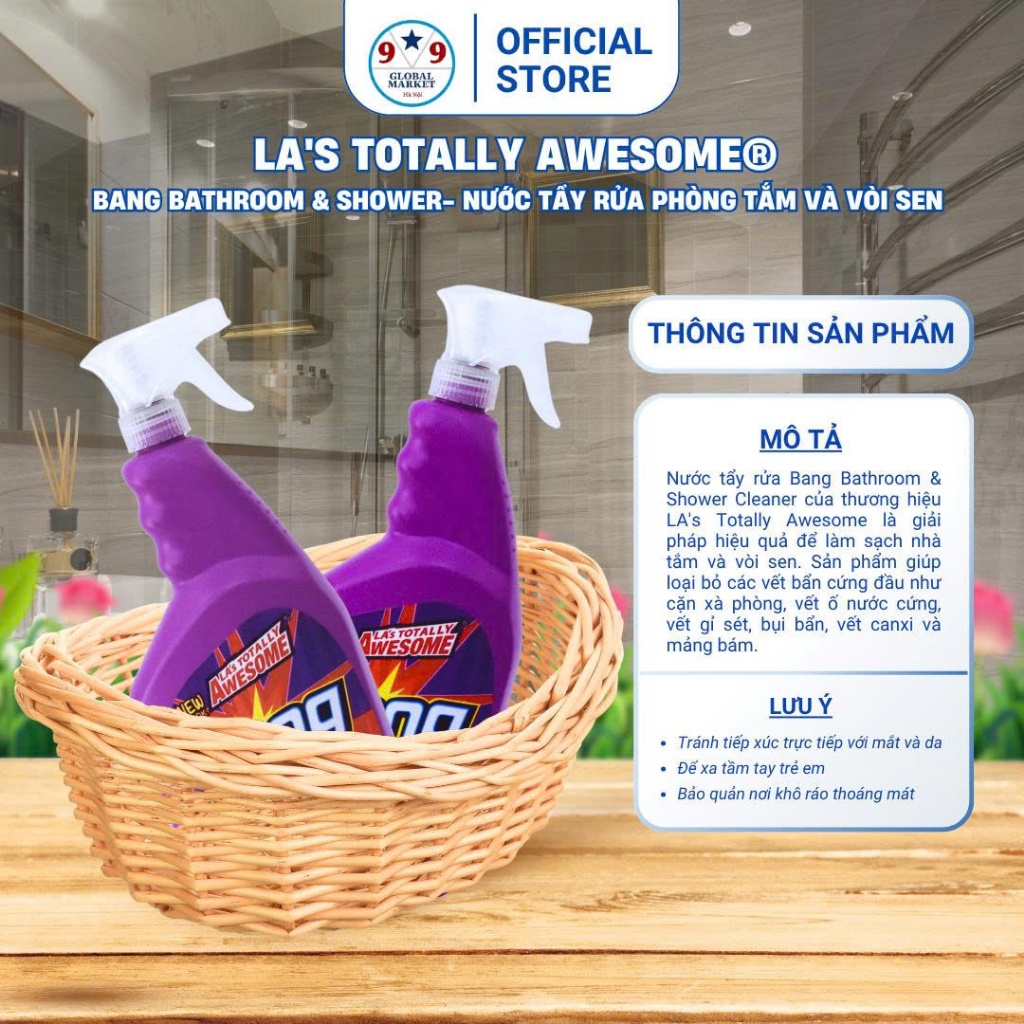 Nước tẩy phòng tắm - vòi sen - LA's Totally  Awesome® - Bang Bathroom & Shower - 946 ml