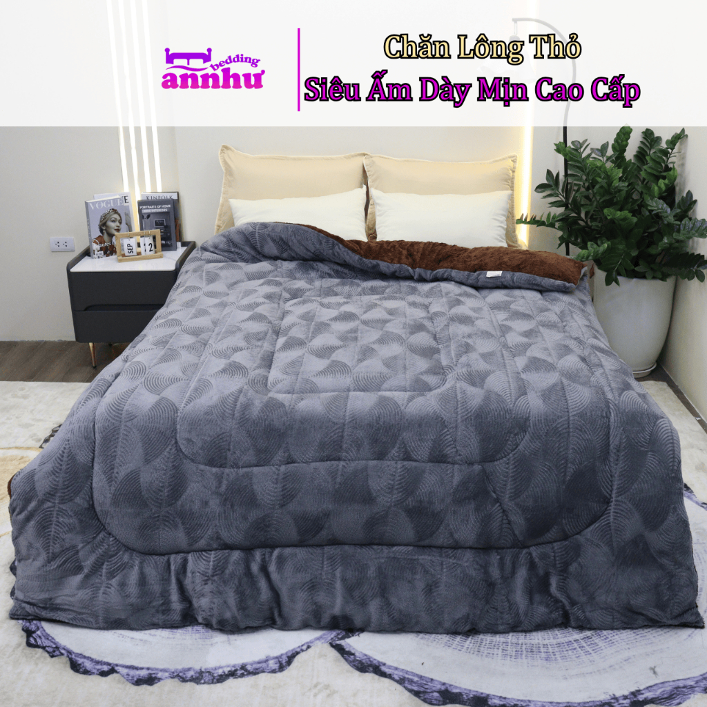 Chăn Lông Thỏ An Như Bedding Siêu Ấm Dày Mịn Cao Cấp 3.8kg , 3 Lớp Chống Xô Bông Chất Lượng Cao