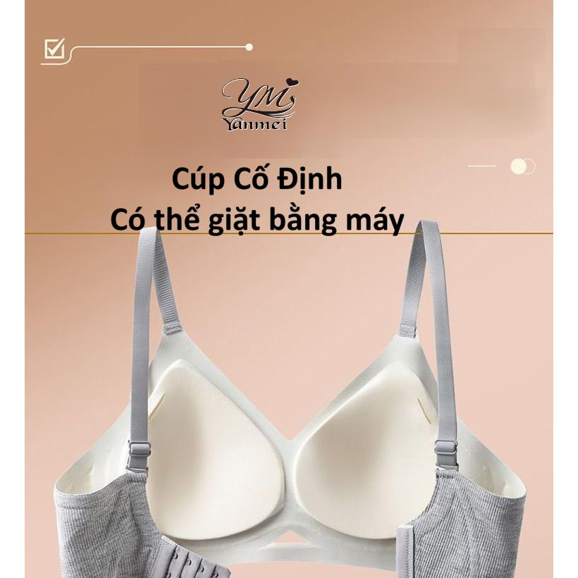 [5192 YANMEI] Áo bra ko gọng su gân, áo lót su gân học sinh ko gọng nâng ngực nhẹ, mút 0.5cm cài sau cúp cố định