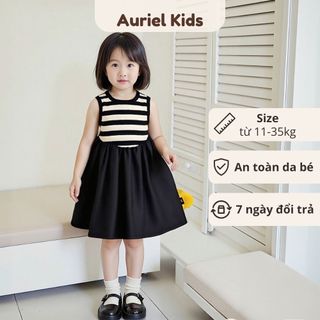 Váy Cho Bé Gái, Váy Sát Nách  Kẻ Sọc Váy Xòe Cá Tính Năng Động Chất Liệu Cotton