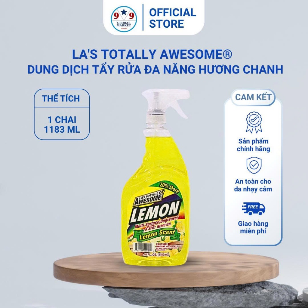 Nước làm sạch bề mặt kính ô tô - LA’s Totally Awesome® Lemon  - 1,183 ml