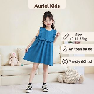 Váy Cho Bé Gái, Váy Sát Nách Cho Bé Thiết Kế Cổ Viền Kèm Nơ Xinh Chất Liệu Cotton Mát