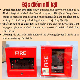 [Có kiểm định] Thiết bị Nút nhấn khẩn vuông bể kính Horing AH-0217|Kích hoạt hệ thống báo cha'y khẩn