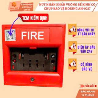 [Có kiểm định] Thiết bị Nút nhấn khẩn vuông bể kính Horing AH-0217|Kích hoạt hệ thống báo cha'y khẩn