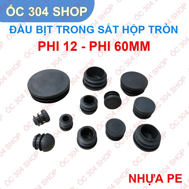 Nắp Chụp Nhựa Tròn Bịt Đầu Ống Thép - Chân Đế Nhựa Chống Ồn, Chống Trượt (Phi 12mm - 60mm) (5 cái) | BigBuy360 - bigbuy360.vn