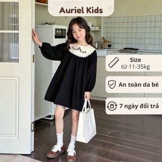 Váy Cho Bé Gái,  Váy Trẻ Em Baby Suông Dài Tay Mặc Thu Đông Thêu Họa Tiết Dễ Thương Chất Liệu Cotton