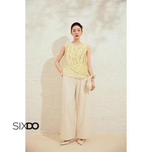 Quần nữ ống rộng công sở SIXDO (White Woven Loose Pants)