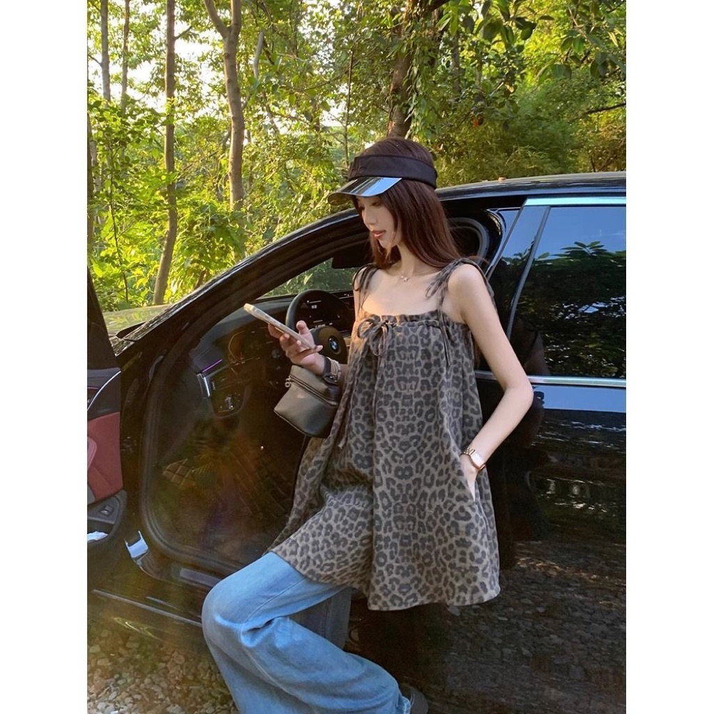 🐆 Áo 2 Dây Da Beo Nâu – Phong Cách Girl Phố Cá Tính (Size S–XL)
