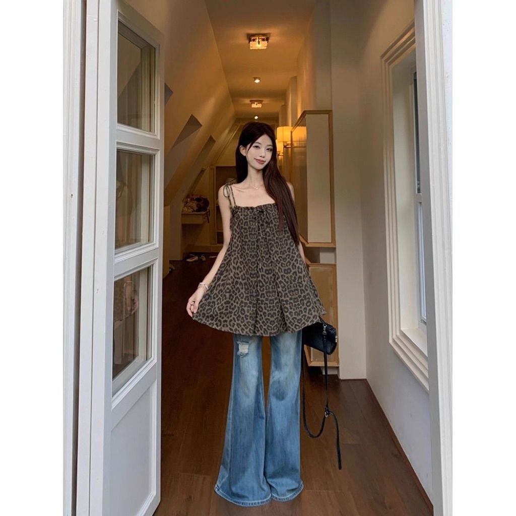 🐆 Áo 2 Dây Da Beo Nâu – Phong Cách Girl Phố Cá Tính (Size S–XL)