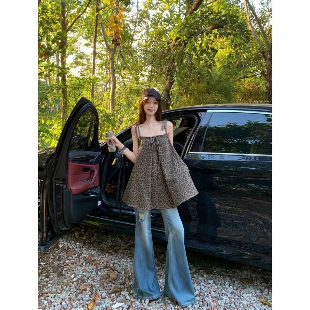 🐆 Áo 2 Dây Da Beo Nâu – Phong Cách Girl Phố Cá Tính (Size S–XL)