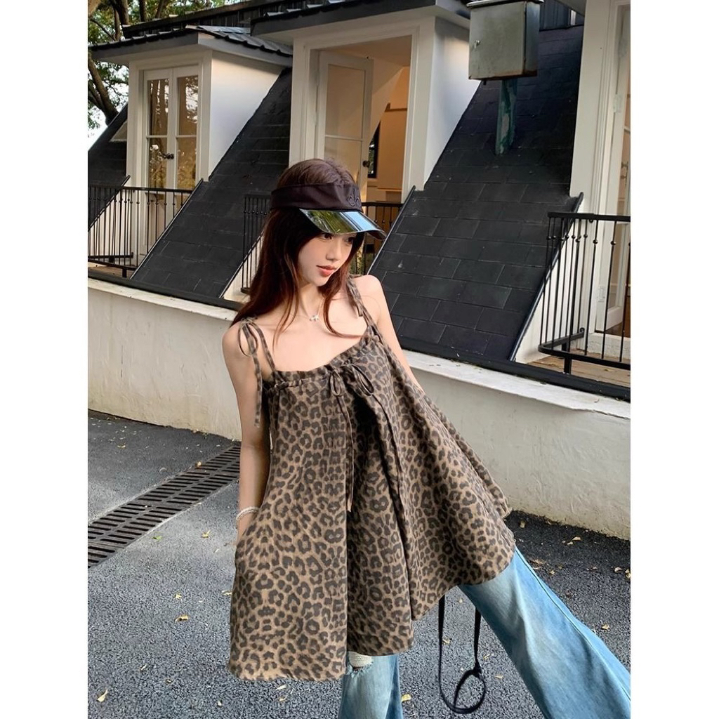 🐆 Áo 2 Dây Da Beo Nâu – Phong Cách Girl Phố Cá Tính (Size S–XL)