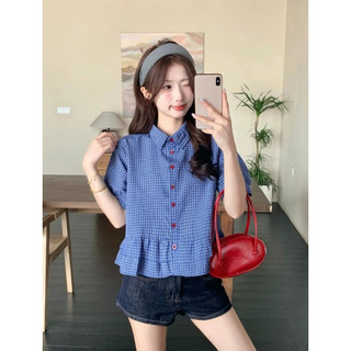 Áo Sơ Mi Nữ Kẻ Caro Tay Lỡ Form Babydoll, Áo Sơ Mi Kiểu Chất Thô Cotton Dày Dặn ChangStore - A85