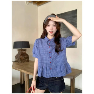 Áo Sơ Mi Nữ Kẻ Caro Tay Lỡ Form Babydoll, Áo Sơ Mi Kiểu Chất Thô Cotton Dày Dặn ChangStore - A85