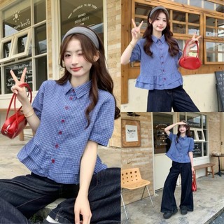 Áo Sơ Mi Nữ Kẻ Caro Tay Lỡ Form Babydoll Chất Thô Cotton Dày Dặn HaChang - A85
