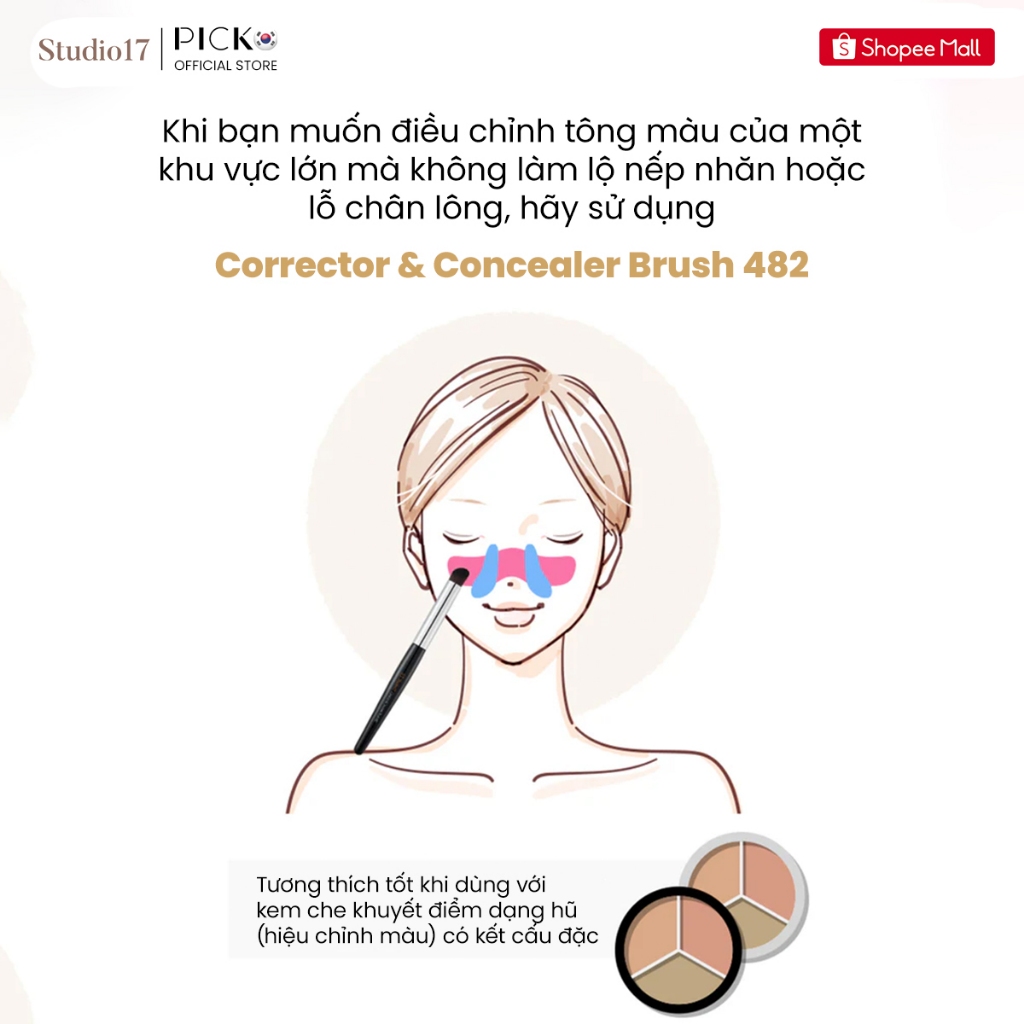 Cọ che khuyết điểm chuyên nghiệp STUDIO17 CORRECTOR & CONCEALER BRUSH 482
