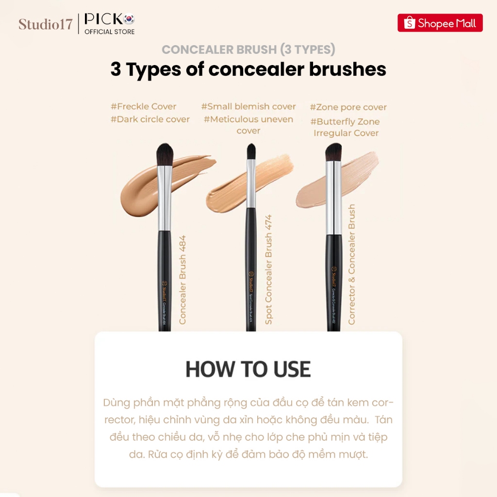 Cọ che khuyết điểm chuyên nghiệp STUDIO17 CORRECTOR & CONCEALER BRUSH 482