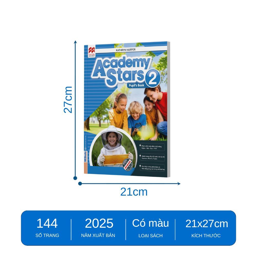 Sách - Academy Stars Pupil’s Book + Workbook 2 - Sách học tiếng Anh cho trẻ chuẩn Cambridge