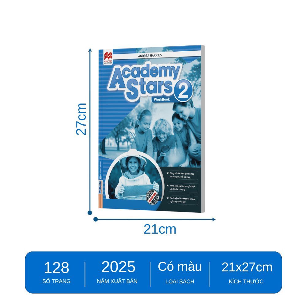 Sách - Academy Stars Pupil’s Book + Workbook 2 - Sách học tiếng Anh cho trẻ chuẩn Cambridge