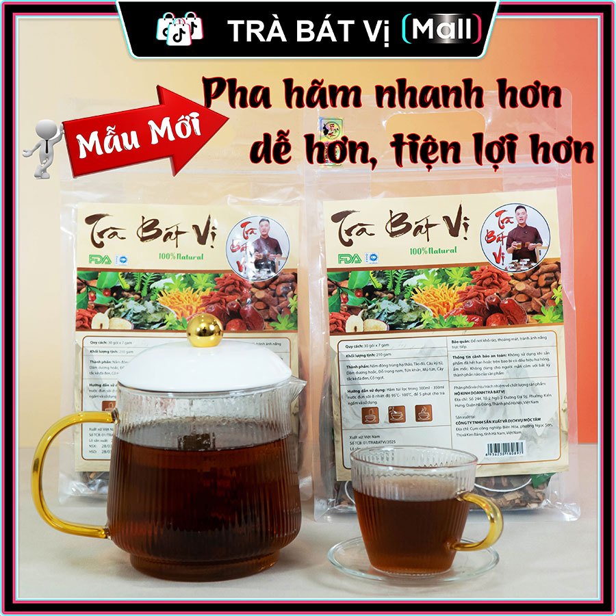 Trà Bát Vị Cổ Truyền – 8 Thảo Dược Quý Giúp Hỗ Trợ Bổ Thận Tráng Dương, Mát Gan, Ăn Ngon Ngủ Sâu [Hộp 30 Gói]
