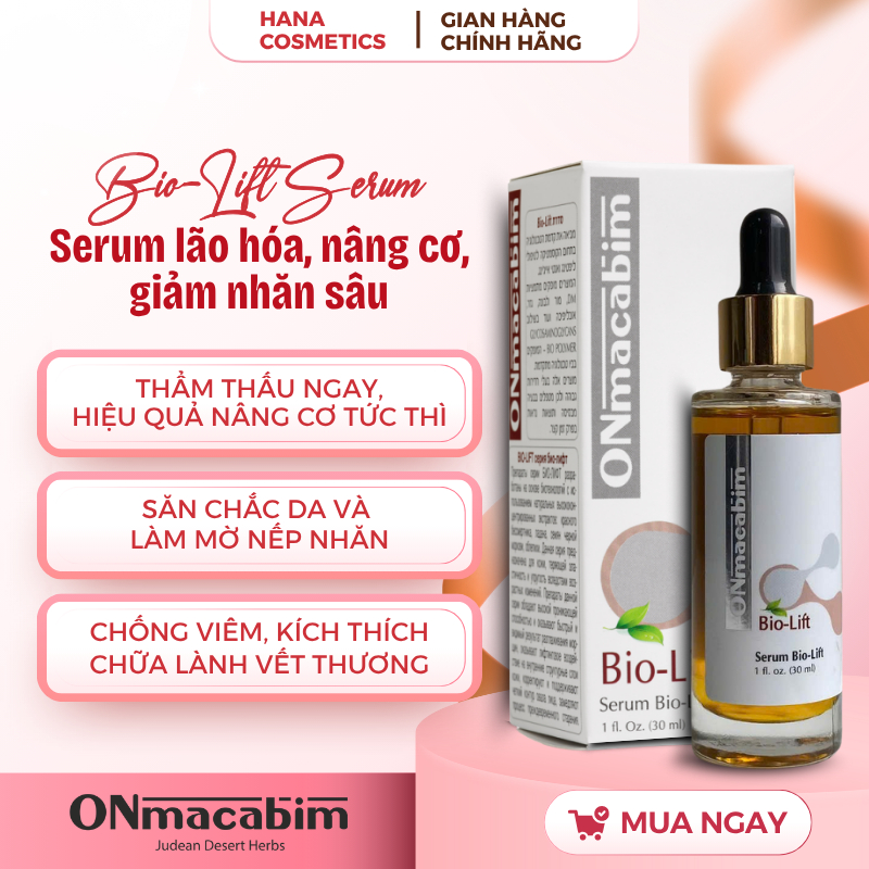 Serum chống lão hóa ONmacabim Bio-Lift Serum 30ml, 100ml, Nâng cơ & Giảm nhăn sâu Chính Hãng